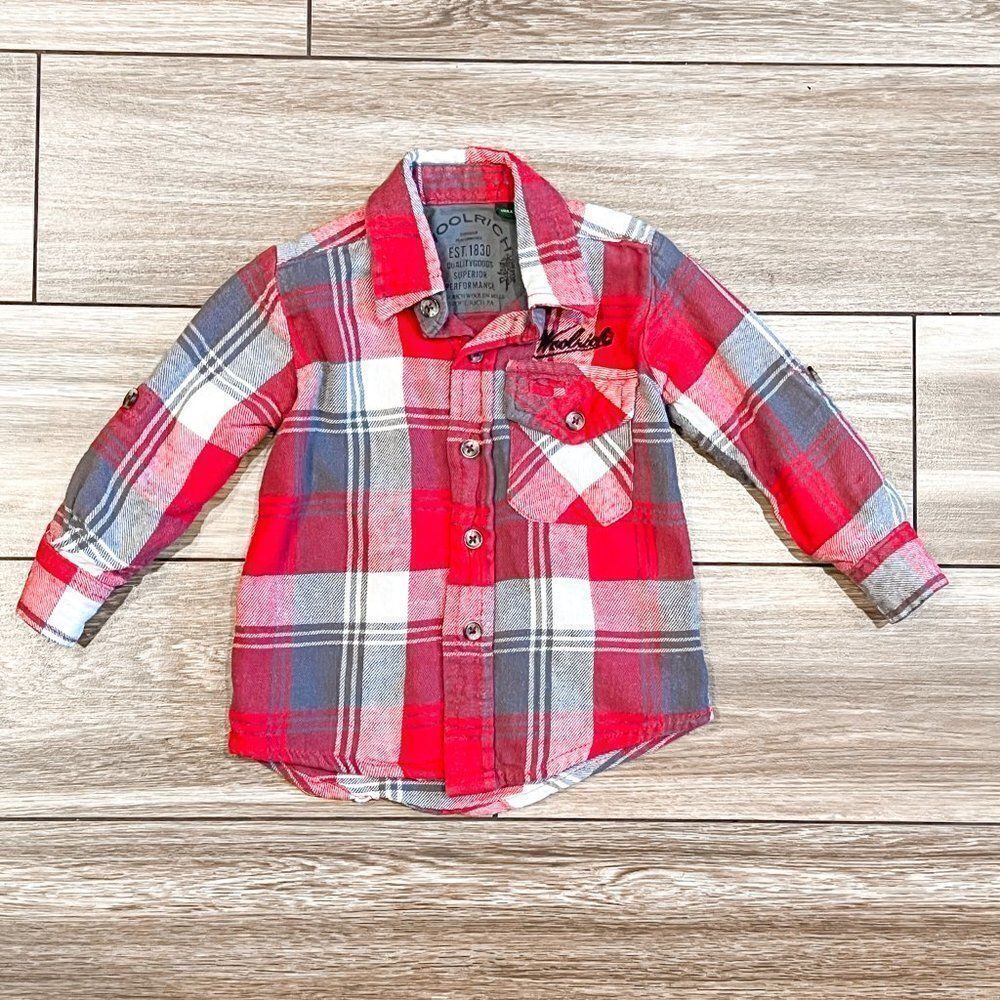 Woolrich Boy's Plaid Flannel Button Down Shirt Size 18M